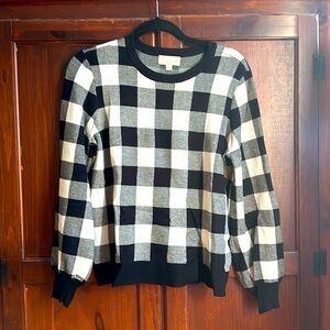MARLED BUFFALO PLAID CREWNECK SWEATER